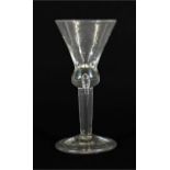 A Wine Glass, circa 1750, the conical bowl on ball knop with air tear extending into plain stem on