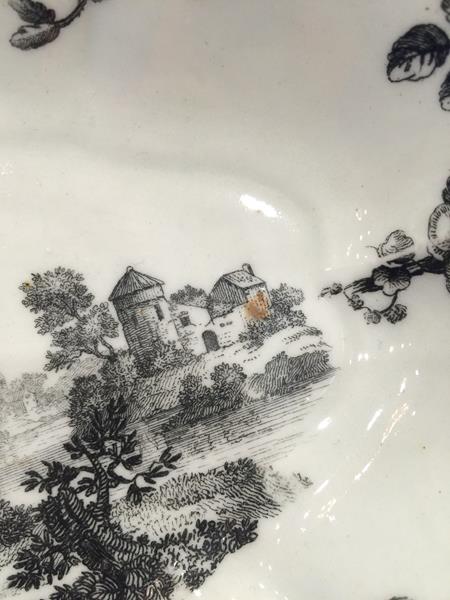 A Worcester Porcelain Dessert Dish, circa 1770, of fluted oval form, printed en grisaille with - Image 7 of 7