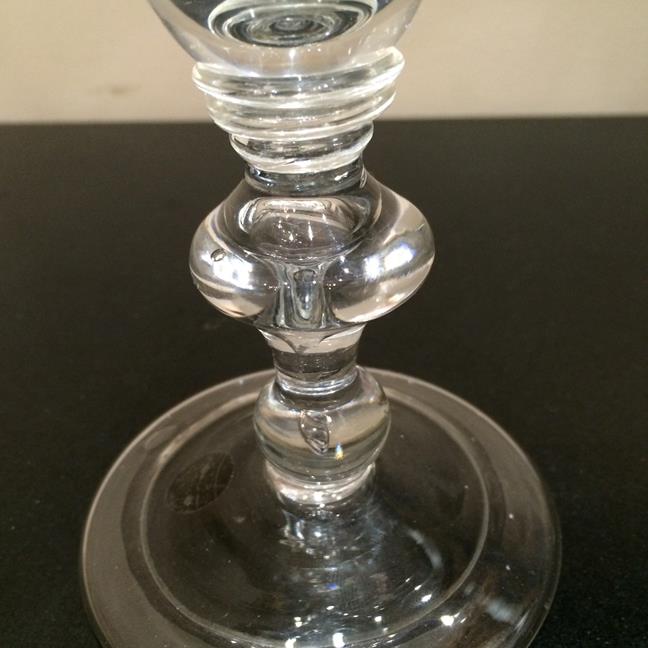 A Large Wine Glass, circa 1710, the ogee bowl on triple collar stem with cushion knop and ball - Image 9 of 16