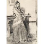 Augustus Edwin John OM RA (1878 - 1961) Sketch of Dorelia McNeill in an interior Charcoal, 34cm by