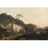 Philip James de Loutherbourg (1740-1812) Horse and cart outside a country inn Signed, oil on canvas,