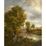 Circle of John Constable RA (1776-1837) ''The Old Barge Berth on the River Colne'' Oil on canvas,