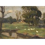 Bertram Priestman RA, ROI, NEAC, IS (1868-1951) Duck Pond Signed and indistictly dated, (19) 03? oil