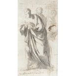 Attributed Antonio Bresciani (1720-1817) Italian Standing saint, various poses Inscribed, pen, ink