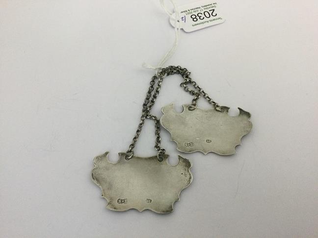 A Pair of George II Silver Decanter-Labels, by Sandilands Drinkwater, London, Circa 1750, each - Image 3 of 3