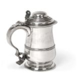 A George III Silver Tankard, by William and James Priest, London, 1766, baluster and on spreading