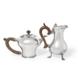 A Belgian Silver Teapot and a Similar Belgian Silver Hot-Milk Jug, Maker's Mark AP?, Brussels, Circa