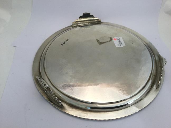 A George III Silver Salver, by John Mewburn, London, 1824, circular and on three scroll and paw cast - Image 3 of 5