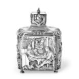A Dutch Silver Tea-Caddy, by Cornelis Rietveld, Schoonhoven, 1906, shaped oblong and on four fun