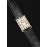 A Stainless Steel Reversible Wristwatch, signed Cartier, model: Tank Basculante, ref: 2405, circa