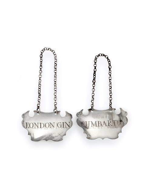 A Pair of George II Silver Decanter-Labels, by Sandilands Drinkwater, London, Circa 1750, each