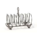 A George III Silver Toastrack, by John and Thomas Settle, Sheffield, 1817, oblong and on four
