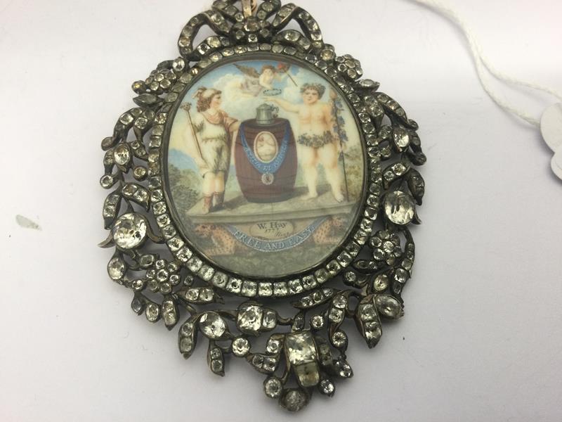 A George III Paste and Miniature-Set Jewel, The Miniature Signed 'W. Hay Pixit', Dated 1777, oval - Image 3 of 4