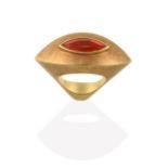 A Contemporary Fire Opal Ring, by Georg Spreng, realistically modelled as an eye, the marquise cut