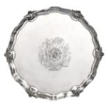 A George II Silver Salver, by George Wickes, London, 1754, shaped circular and on three cast foliage