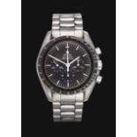 A Stainless Steel Chronograph Wristwatch, signed Omega, model: Speedmaster Professional Moon