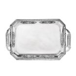 A Russian Silver Tray, Cyrillic Maker's Mark, Moscow, 1835, oblong and with canted corners, the