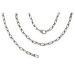 A Fancy Link Necklace and Bracelet, by Cartier, formed of white rectangular trace links, length 56cm