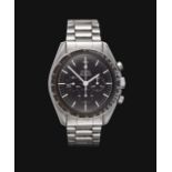 A Rare Pre-Moon Stainless Steel Chronograph Wristwatch, signed Omega, model: Speedmaster