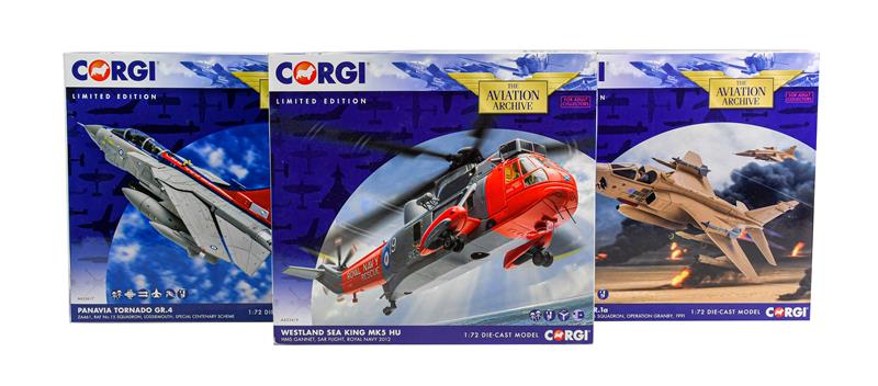 Corgi Aviation Archive 1:72 Scale Models AA33617 Panavia Tornado GR4, AA35414 SEPCAT Jaguar GR1a and