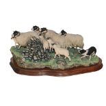 * Border Fine Arts 'Gathering In The Strays' (Sheep and Collie), model No. JH28 by Ray Ayres,