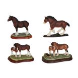 Border Fine Arts Heavy Horse Models Including; 'Spring Pastures' (Clydesdale mare and foal), model