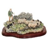 * Border Fine Arts 'The Crossing' (Shepherd, Sheep and Collie), model No. B0013 by Ray Ayres,