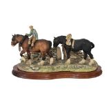 Border Fine Arts 'Coming Home' (Two Heavy Horses), model No. JH9A by Judy Boyt, on wood base. No box