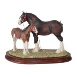 Border Fine Arts 'Best at Highland Show' (Clydesdale Mare and Foal), model No. B0404 by Anne Wall,