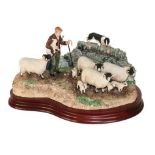 * Border Fine Arts 'Off The Fell' (Farmer, Sheep and Border Collie), model No. B1040 by Hans