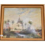 M Smith Indian palace scene, signed oil on canvas, 47cm by 58cm