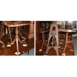 A Regency mahogany snap-top tripod table together with two other 19th century mahogany tripod tables