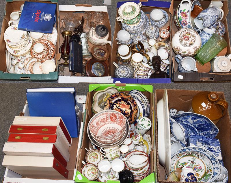 ~Seven boxes of assorted pottery and porcelain including Spode Italian landscape, Royal Albert