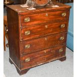 A George III inlaid Mahogany four height straight fronted chest of drawers, 94cm by 46cm by 102cm