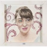 A pair of contemporary school portrait studies, watercolour on paper laid to board, 37.5cm by 37.5cm