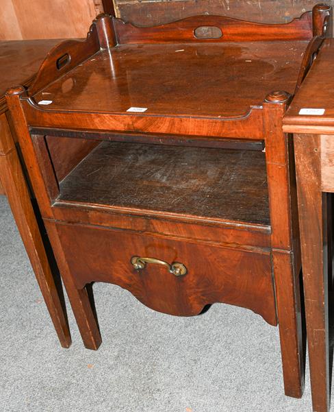 A George III mahogany commode converted to a bedside cabinet, 60cm by 44cm by 82cm