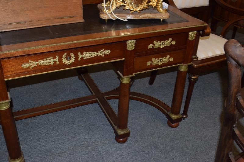 A French Louis XVI Style Mahogany and Gilt Metal Mounted Desk, late 19th/early 20th century, inset - Image 9 of 9