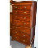 George III mahogany chest on chest 111cm by 57cm by 191cm