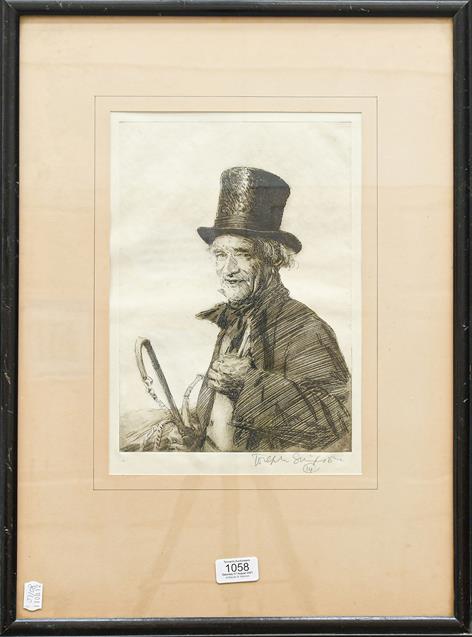 Joseph Simpson (1879-1939), John Peel, signed in pencil, etching, 29.5cm by 20.5cm