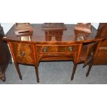 A George III inlaid mahogany bow fronted sideboard 150cm by 70cm by 92cm