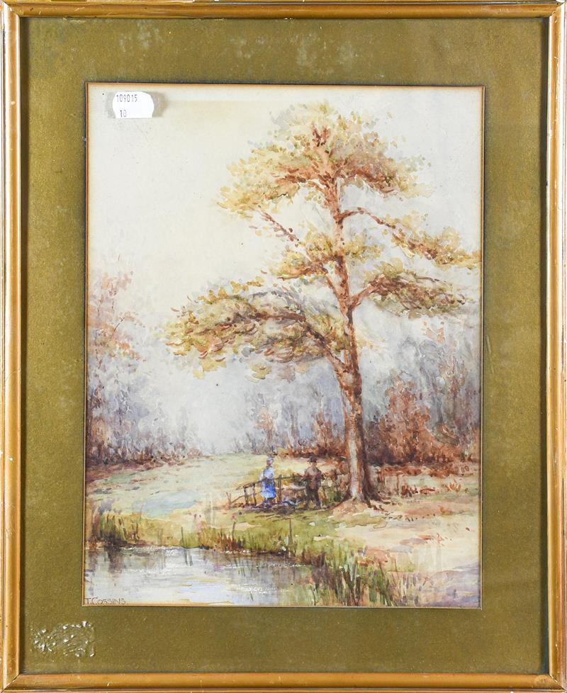 Edwin Earp (1851-1945) Lake scene, signed, oval watercolour, 40cm by 32cm with two works by J. - Image 3 of 6