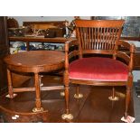 An oak circular coffee table and a 19th century mahogany chair (2)