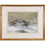 Richard Beavis RI, RWS, (1824-1896) The Wallachian post sleigh at full gallop, signed and dated