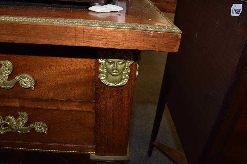 A French Louis XVI Style Mahogany and Gilt Metal Mounted Desk, late 19th/early 20th century, inset - Image 6 of 9