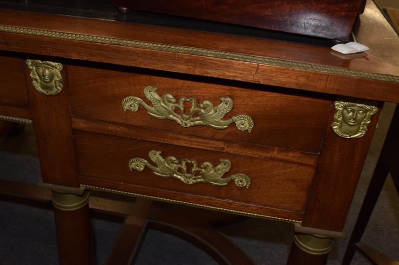 A French Louis XVI Style Mahogany and Gilt Metal Mounted Desk, late 19th/early 20th century, inset - Image 4 of 9