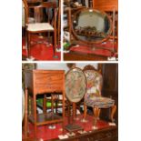 A George III mahogany washstand, an Edwardian corner chair, a Victorian mahogany framed nursing