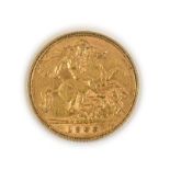 Edward VII, 1905 Half-Sovereign. Obv: Bare head of Edward VII right, DeS. below truncation for