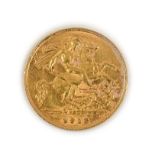 George V, 1913 Half-Sovereign. Obv: Bare head of George V left, B.M. below truncation for Edgar