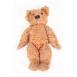 Circa 1930s Merrythought Pink Plush Jointed Teddy Bear, with glass eyes, stitched nose, pink