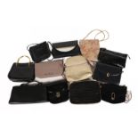 Modern Ladies' Handbags comprising a Kurt Geiger black patent shoulder bag (with dust bag);